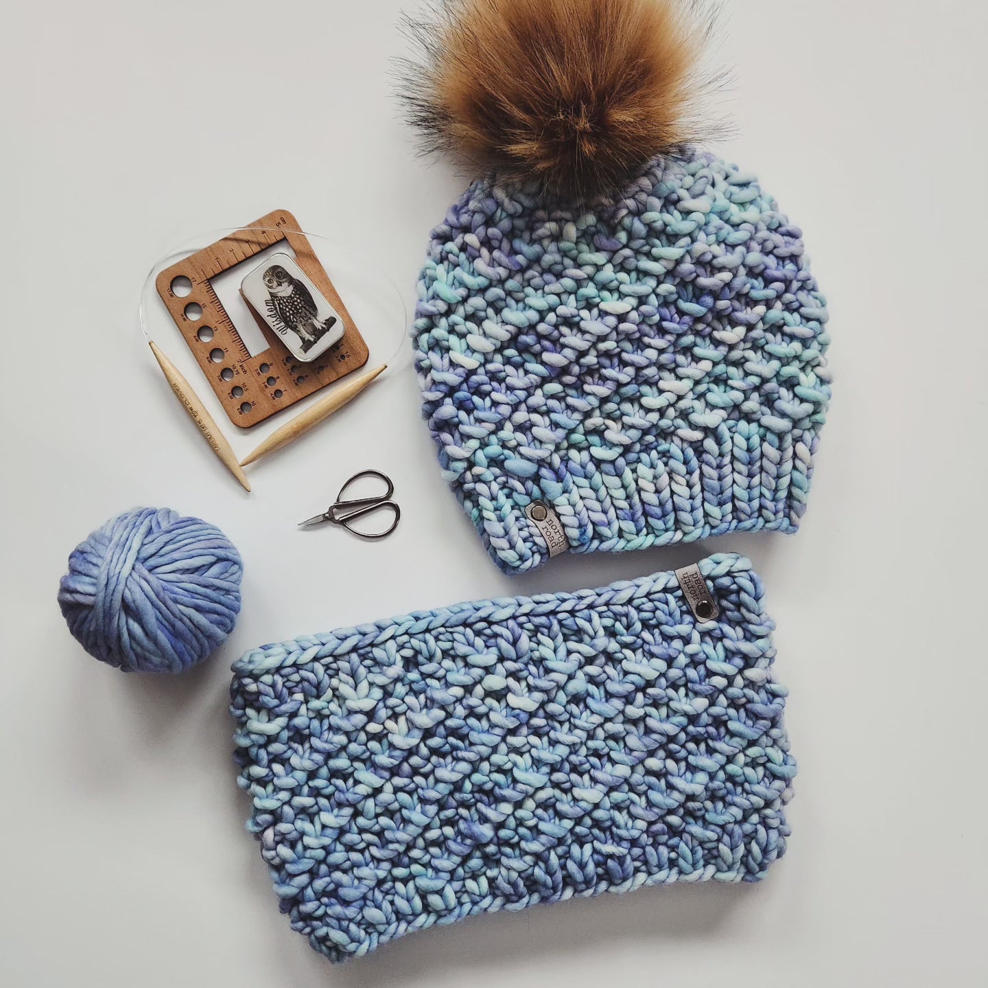 Merino Wool Pom Hat and Cowl Set