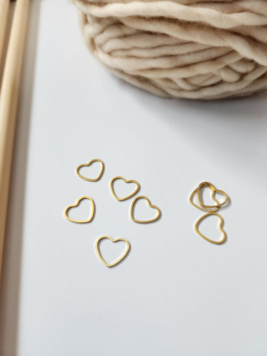 Medium Heart Stitch Markers, Gold  (Set of 25)