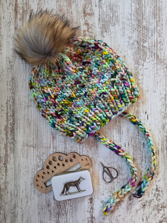 Merino Wool Split Brim Pom Hat