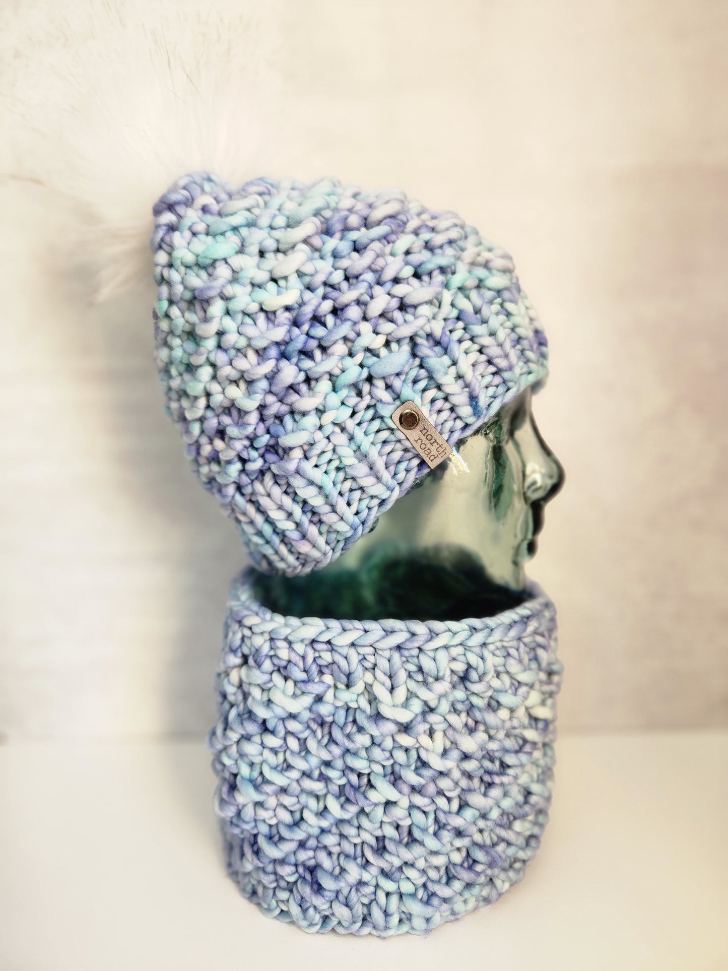 Merino Wool Pom Hat and Cowl Set