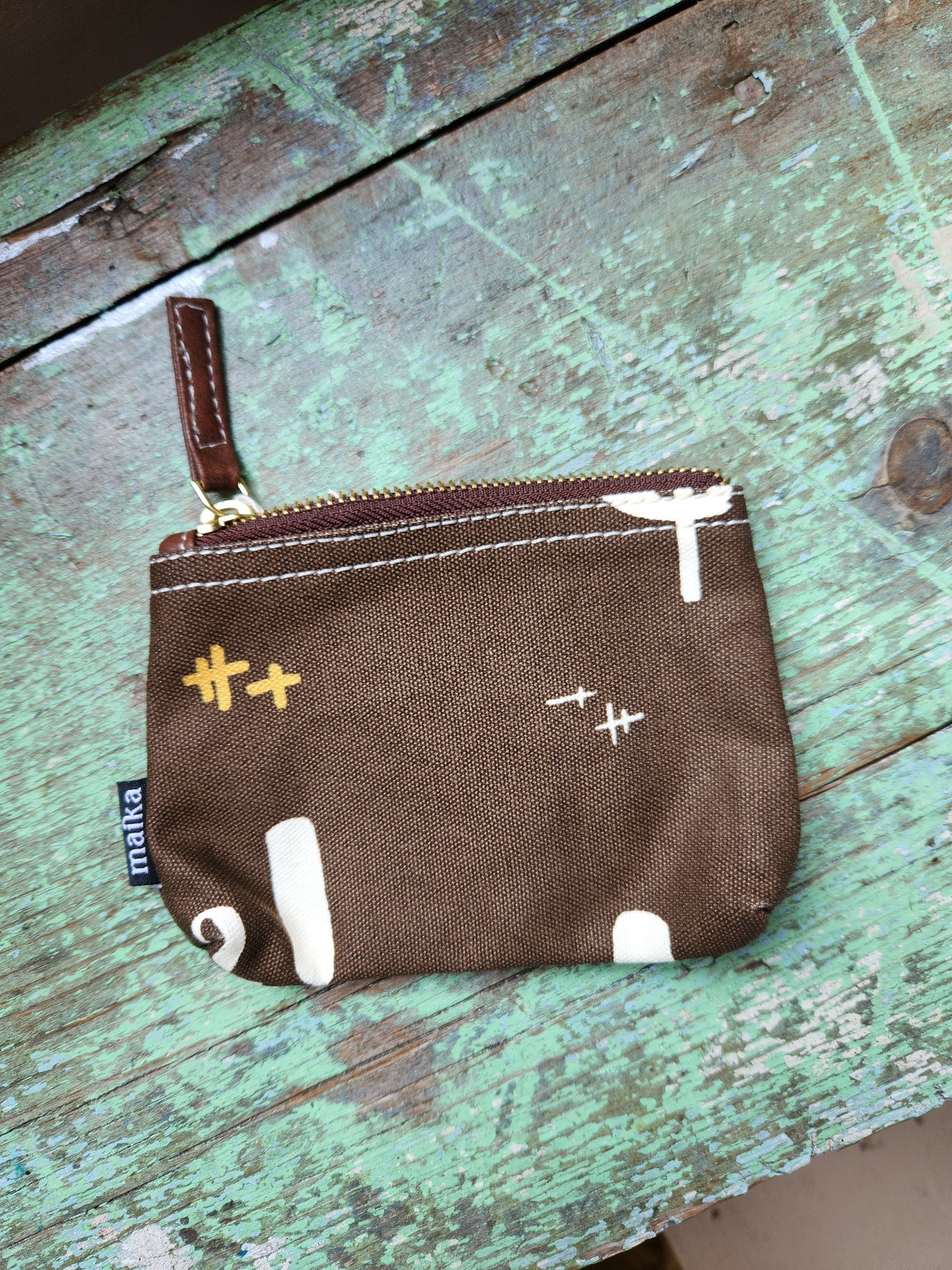 Knitting Project Bag, Small Zipper Pouch, Olivos