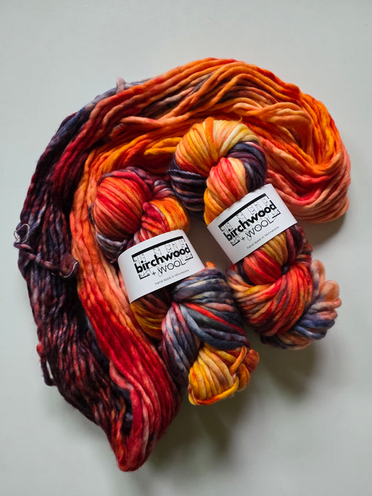 Birchwood and Wool (Knitting In The Wild) Hand Dyed Yarn | Super Bulky | Campfire