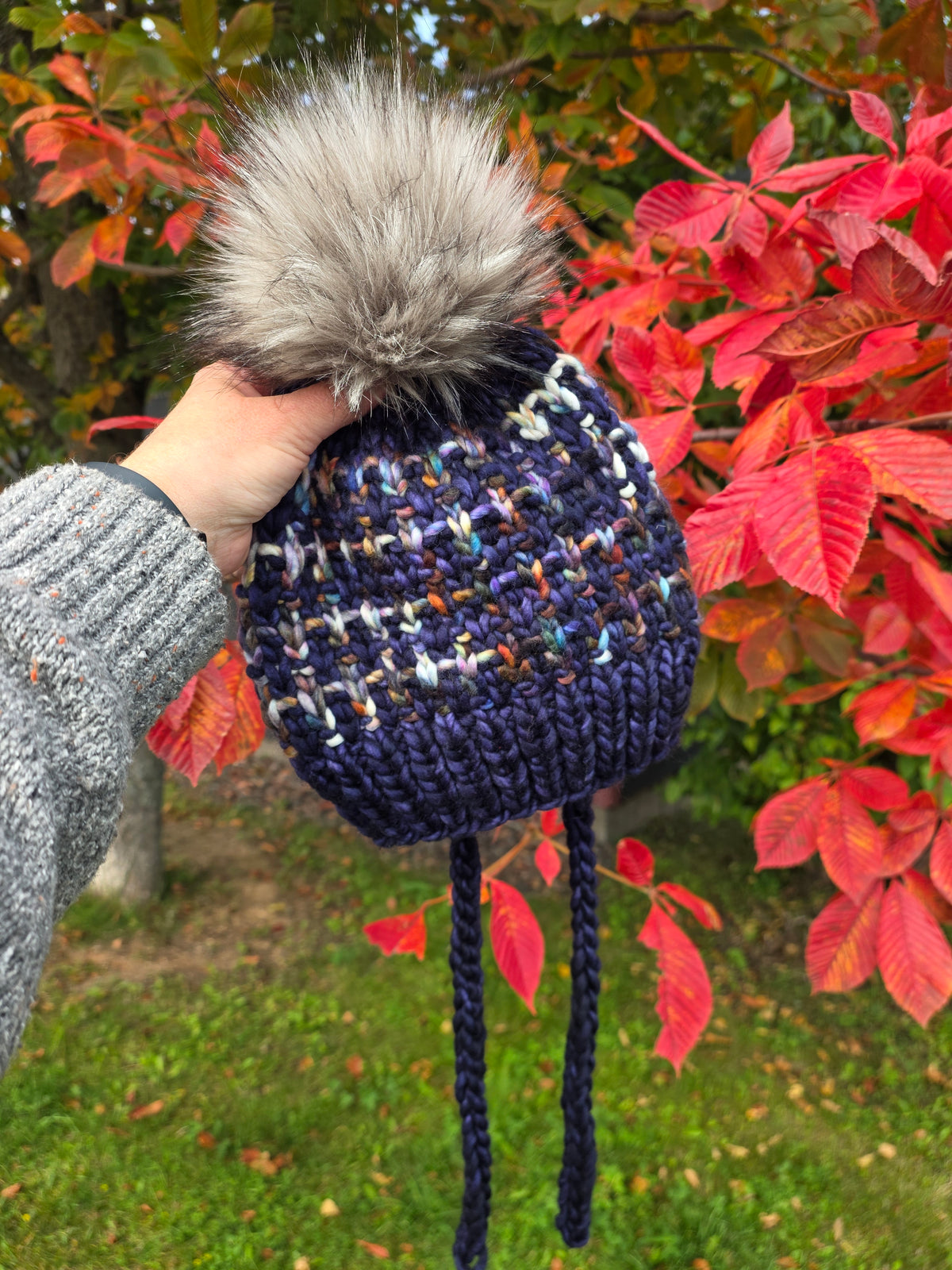 Merino Wool Split Brim Pom Hat