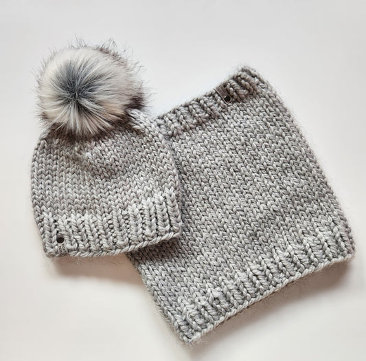 Wool and Mohair Blend Hat and Cowl Set