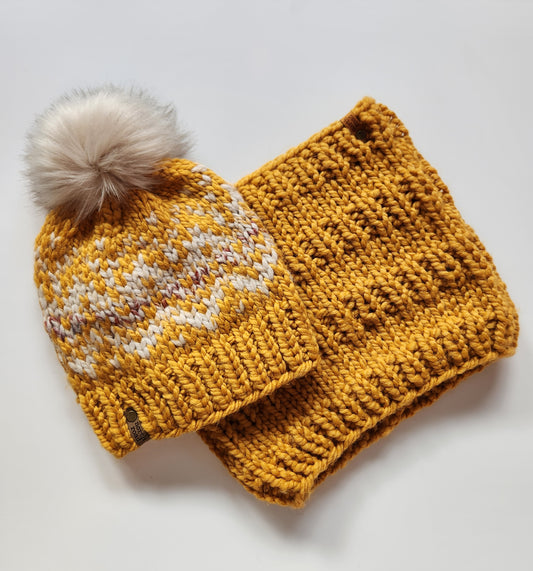 Wool Blend Hat and Cowl Set