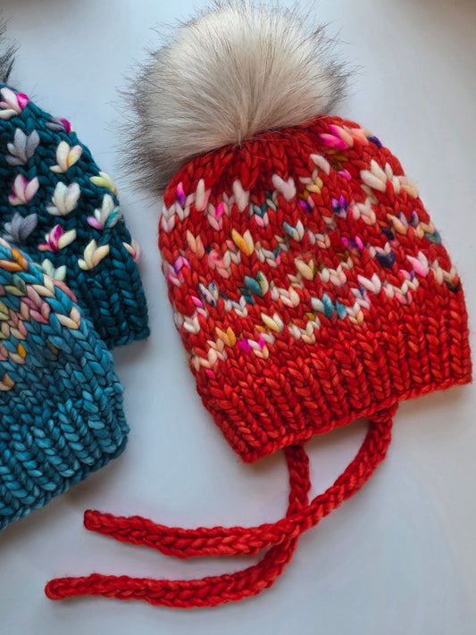 Merino Wool Split Brim Pom Hat