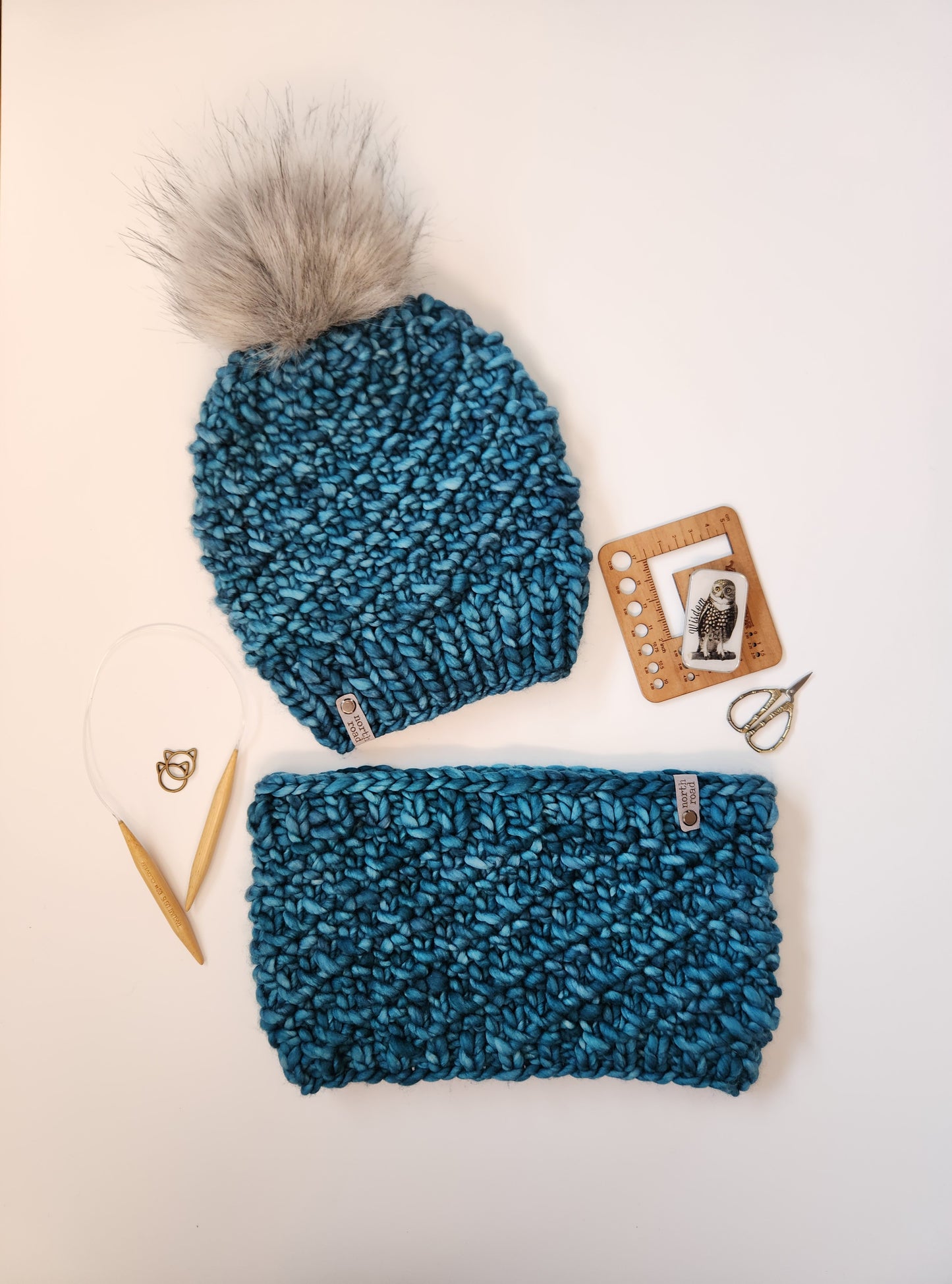 Merino Wool Pom Hat and Cowl Set