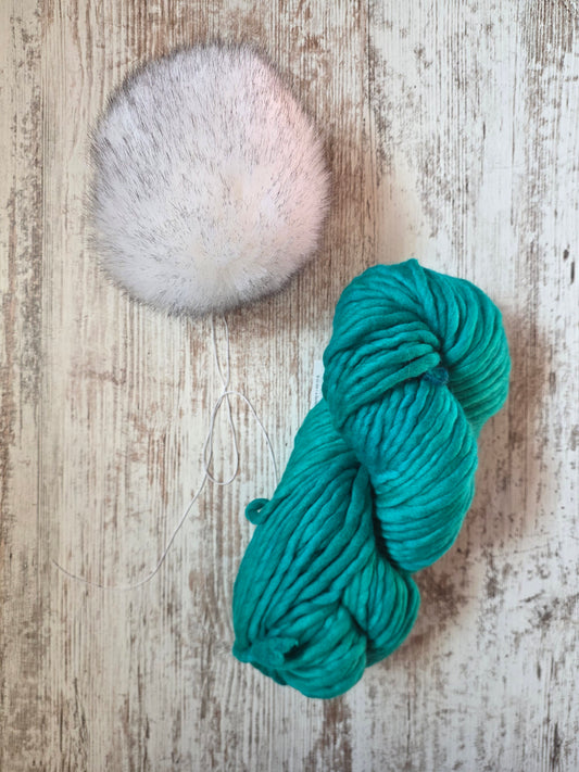 Yarn and Pom Bundle | Malabrigo Rasta | Bahamas Green