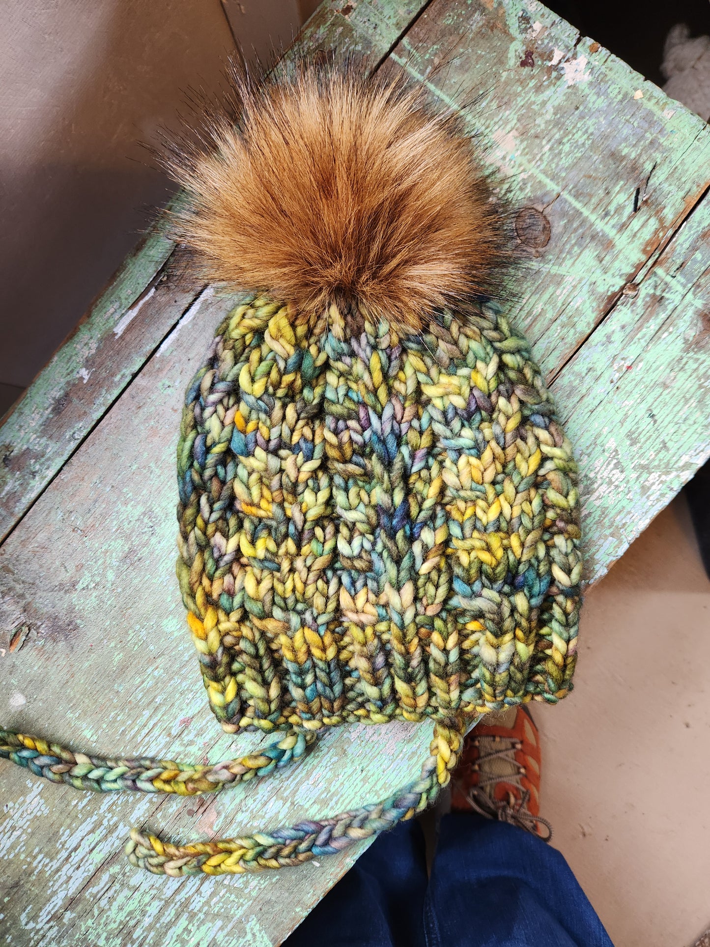 Merino Wool Split Brim Pom Hat