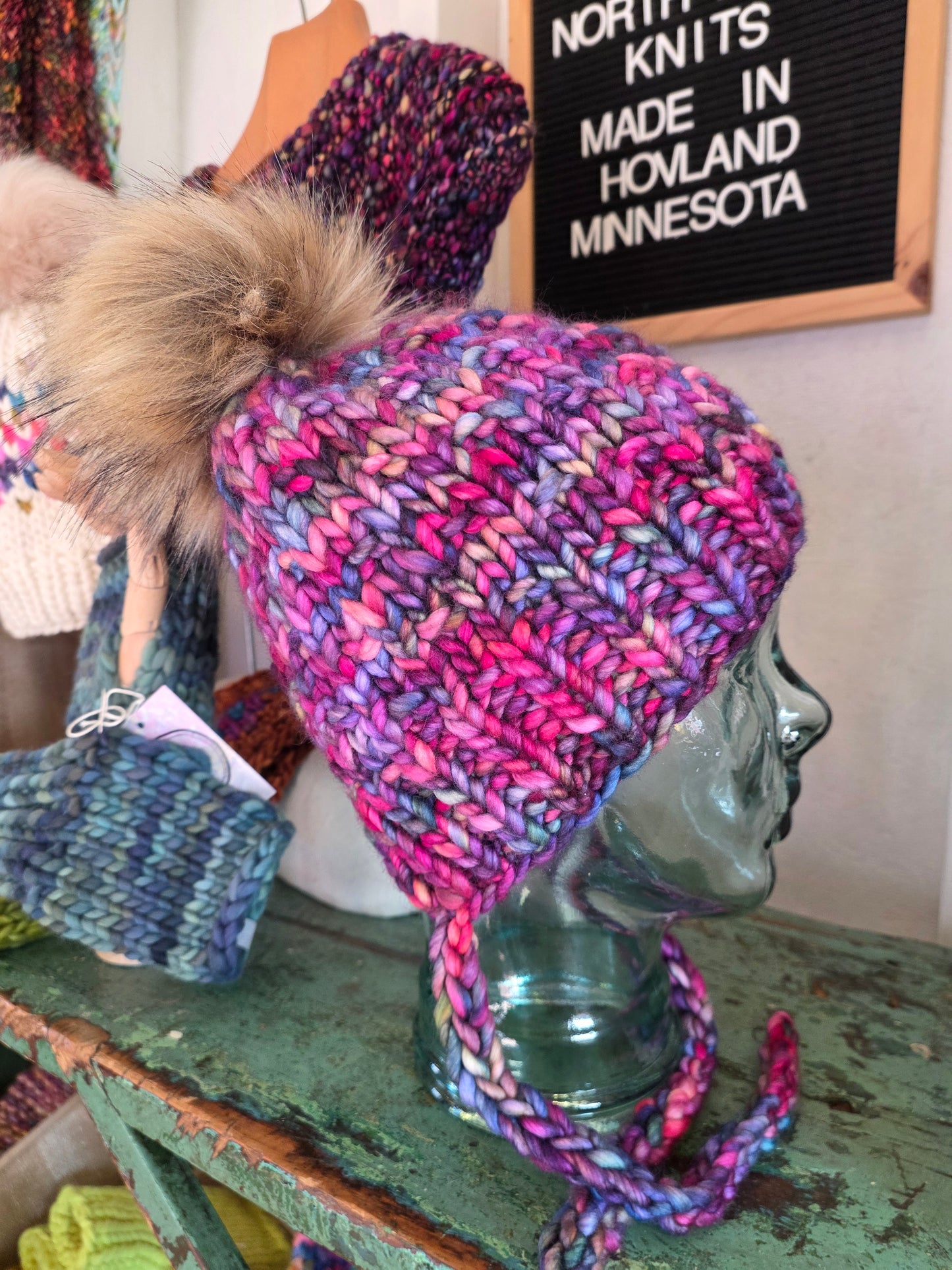 Merino Wool Split Brim Pom Hat