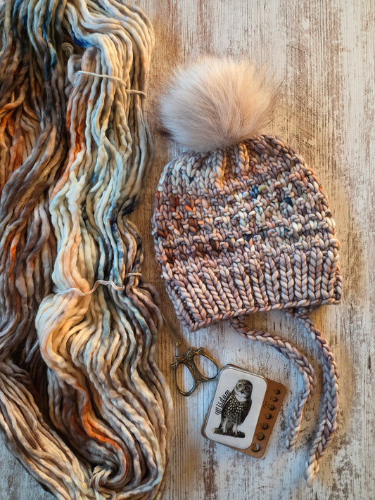 Merino Wool Split Brim Pom Hat
