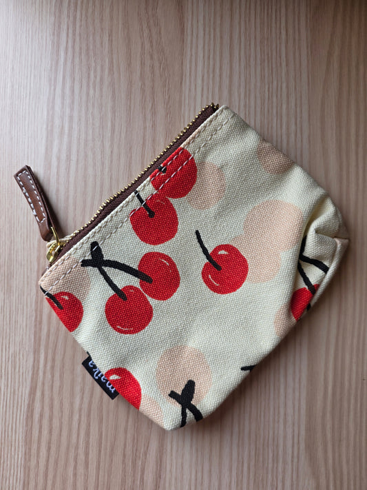 Knitting Project Bag, Small Zipper Pouch, Cherries