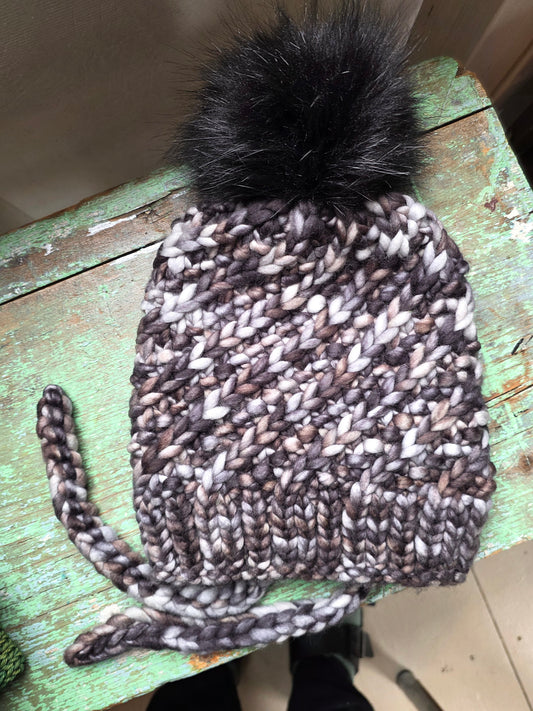 Merino Wool Split Brim Pom Hat
