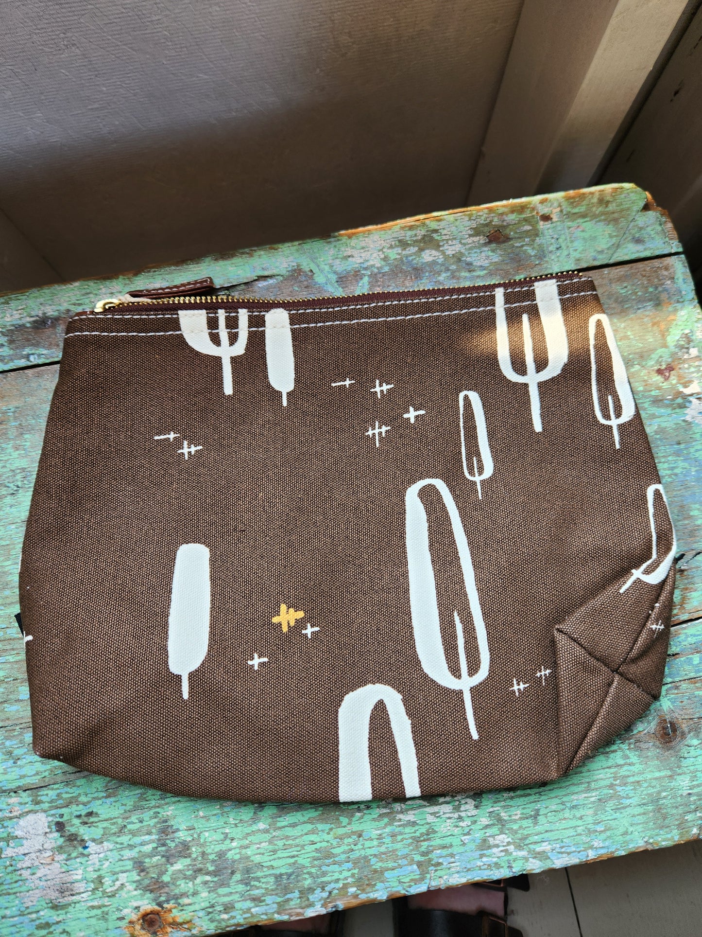 Knitting Project Bag, Large Zipper Pouch, Olivos