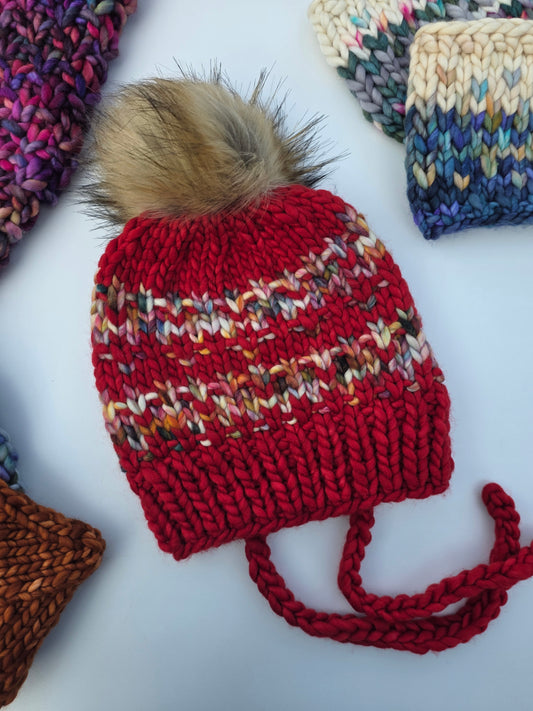 Merino Wool Split Brim Pom Hat