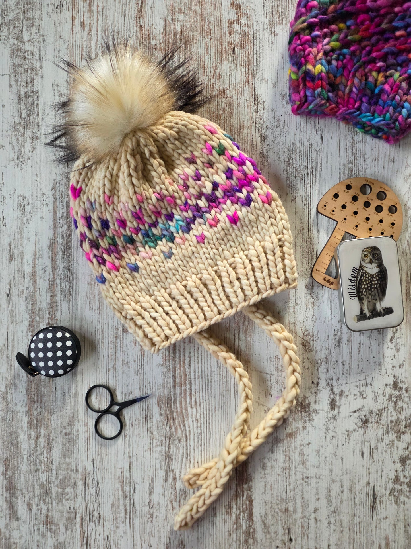 Merino Wool Split Brim Pom Hat