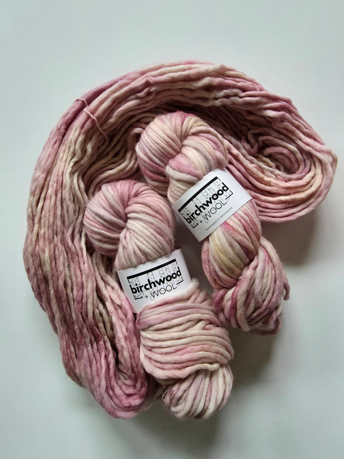 Birchwood and Wool (Knitting In The Wild) Hand Dyed Yarn | Super Bulky | Mauve Wood