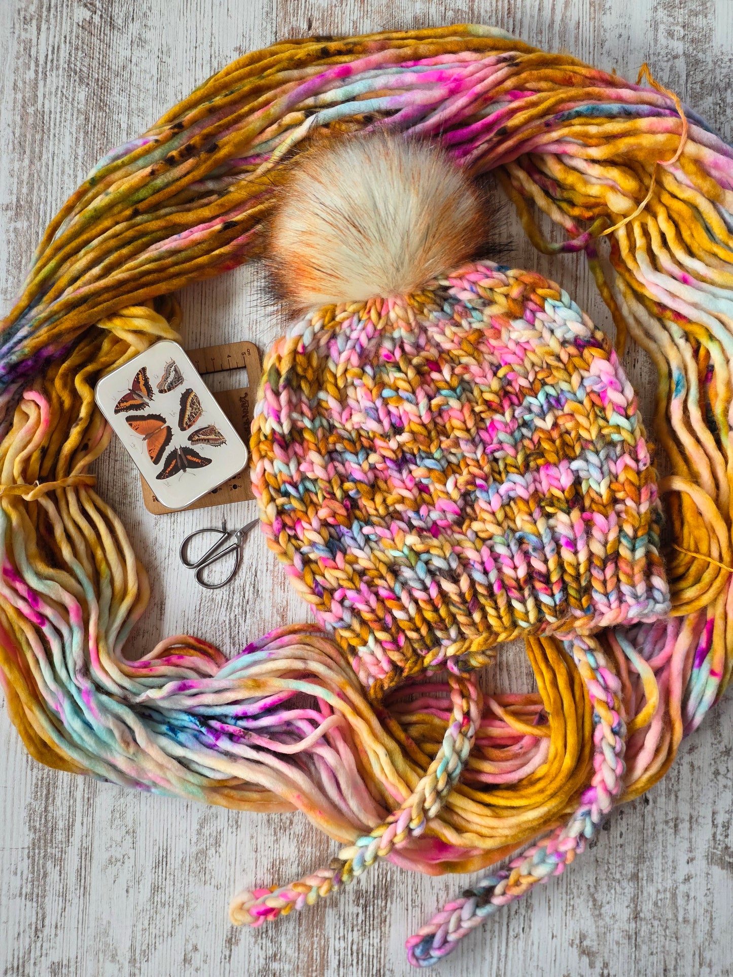 Merino Wool Split Brim Pom Hat