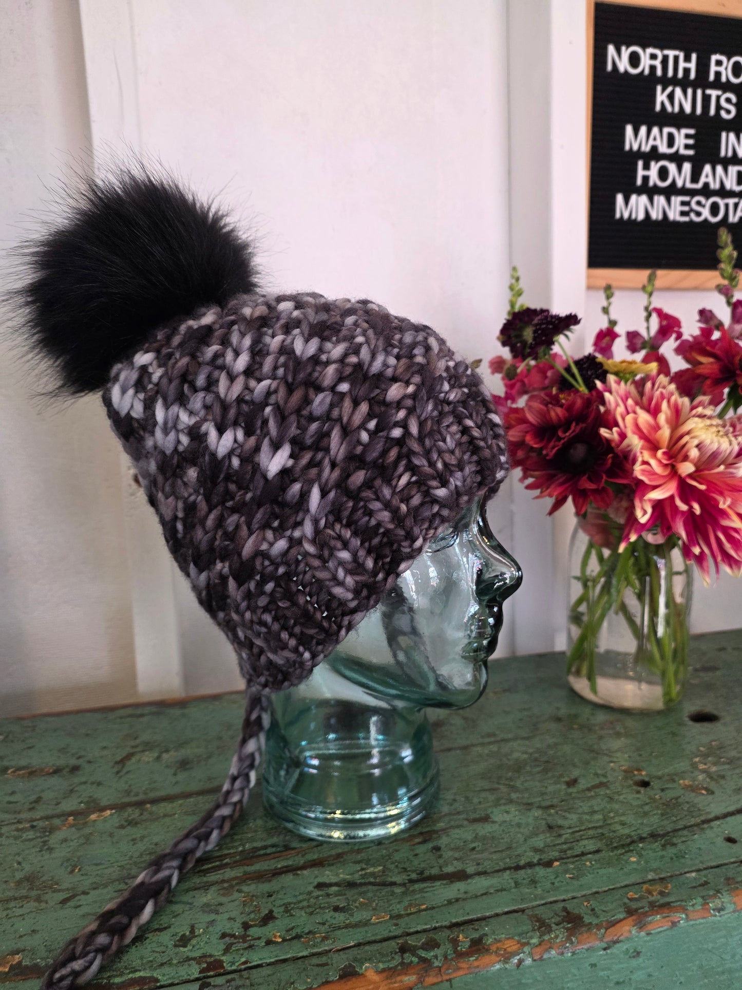 Merino Wool Split Brim Pom Hat