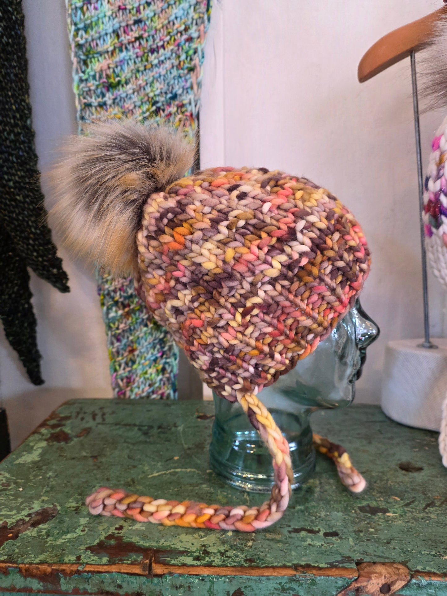 Merino Wool Split Brim Pom Hat