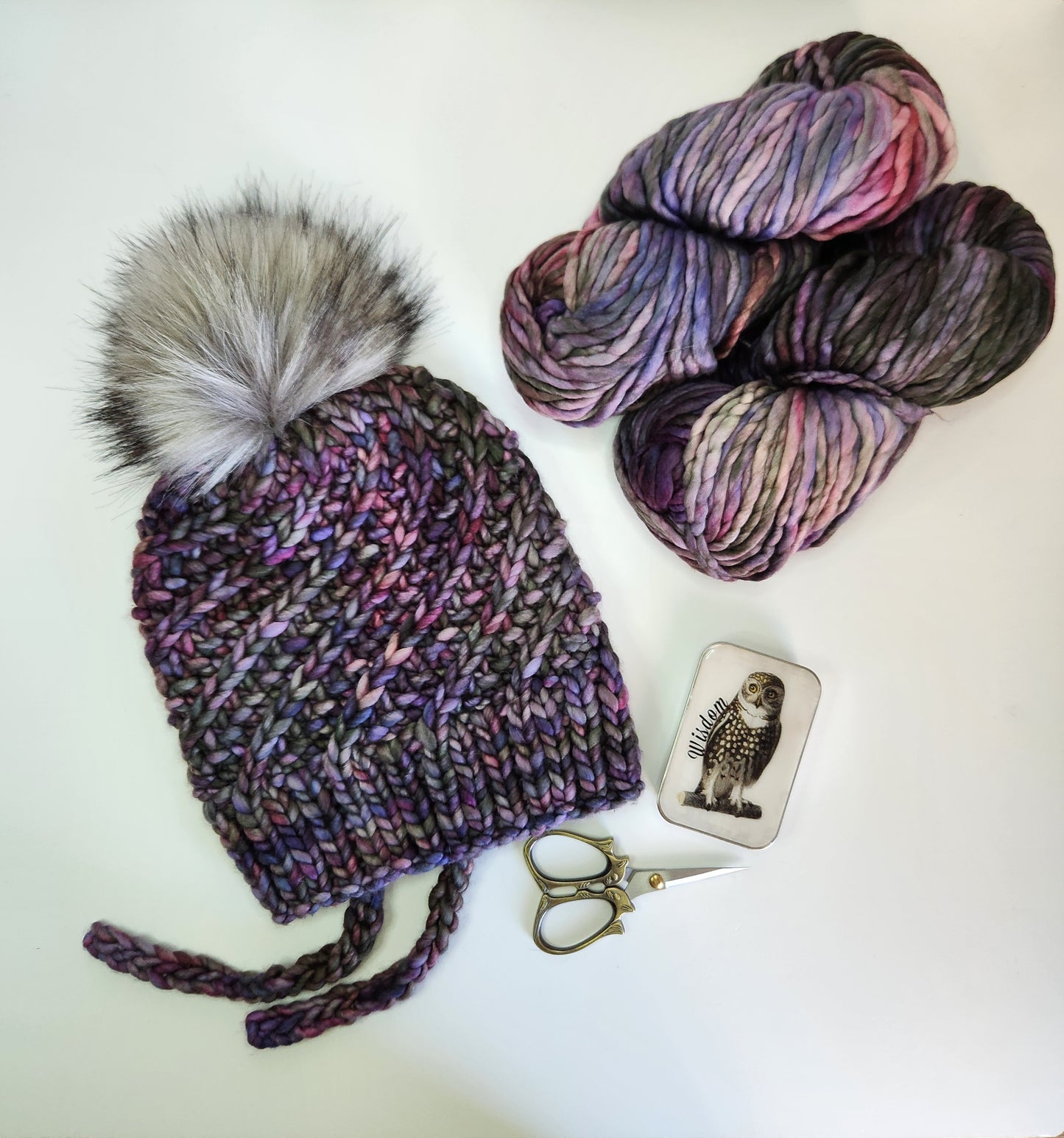 Merino Wool Split Brim Pom Hat