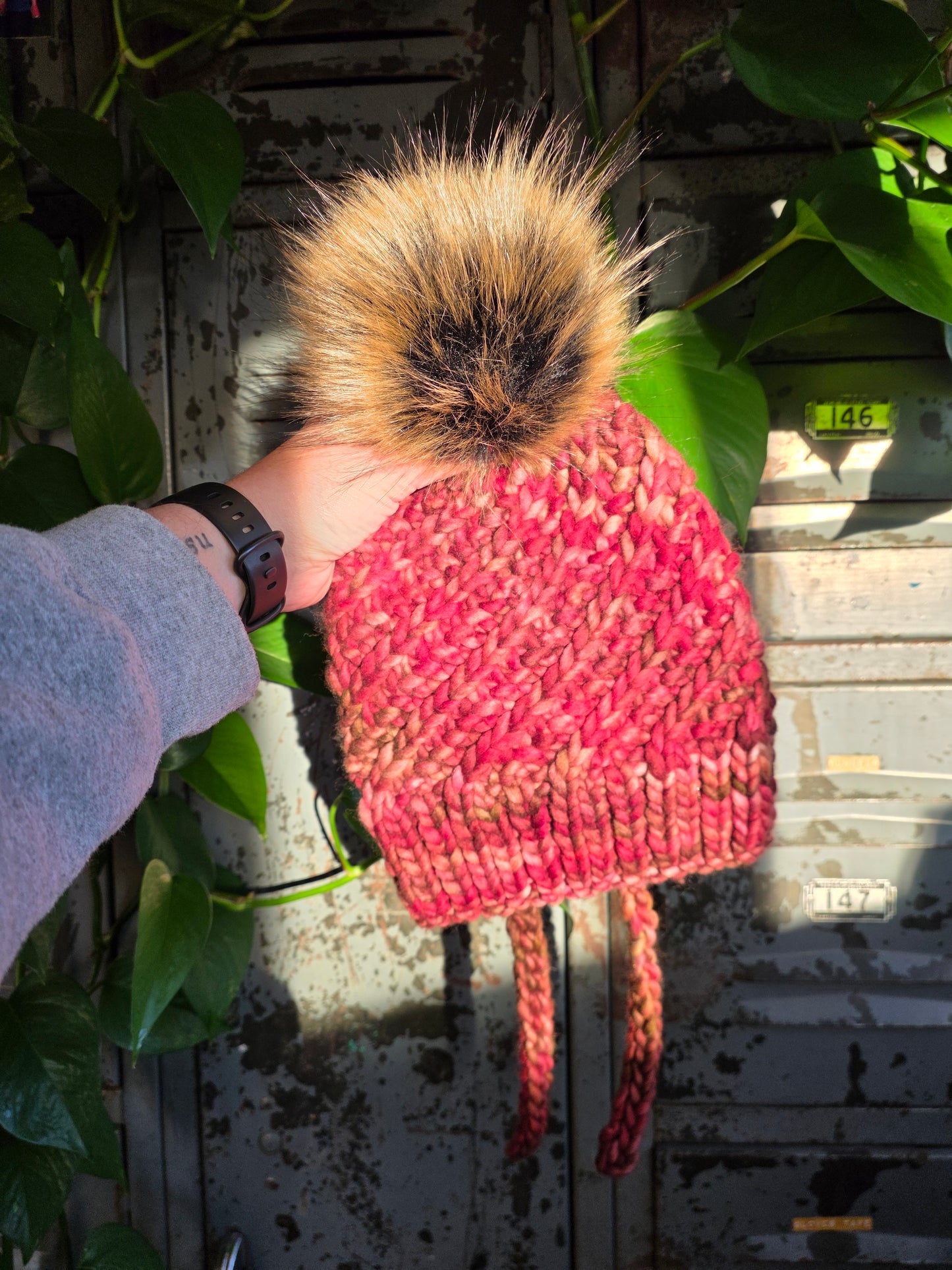 Merino Wool Split Brim Pom Hat