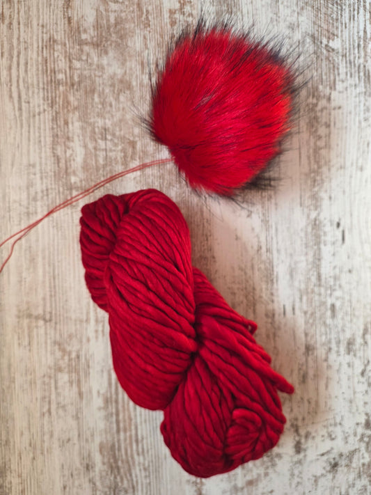Yarn and Pom Bundle | Malabrigo Rasta | Ravelry Red