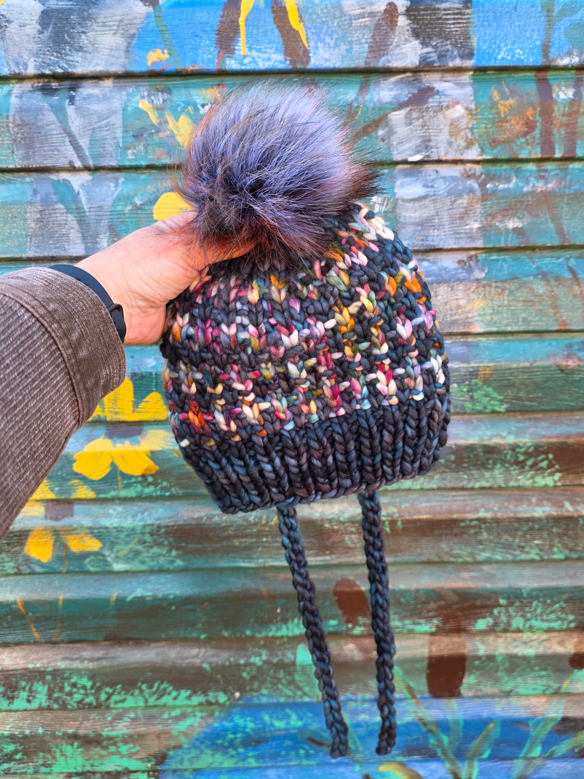 Merino Wool Split Brim Pom Hat