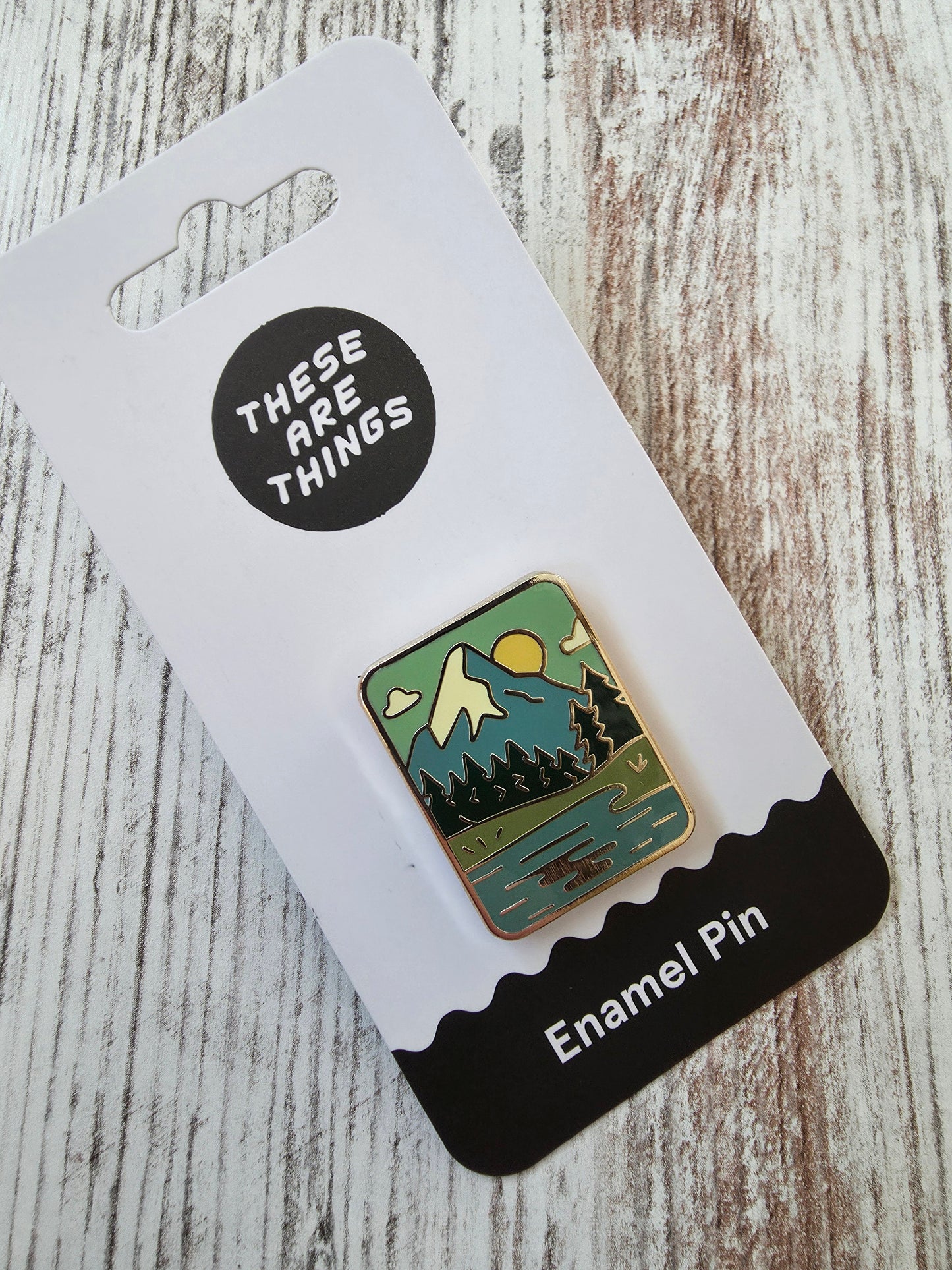 Nature Stamp Mountains Enamel Pin