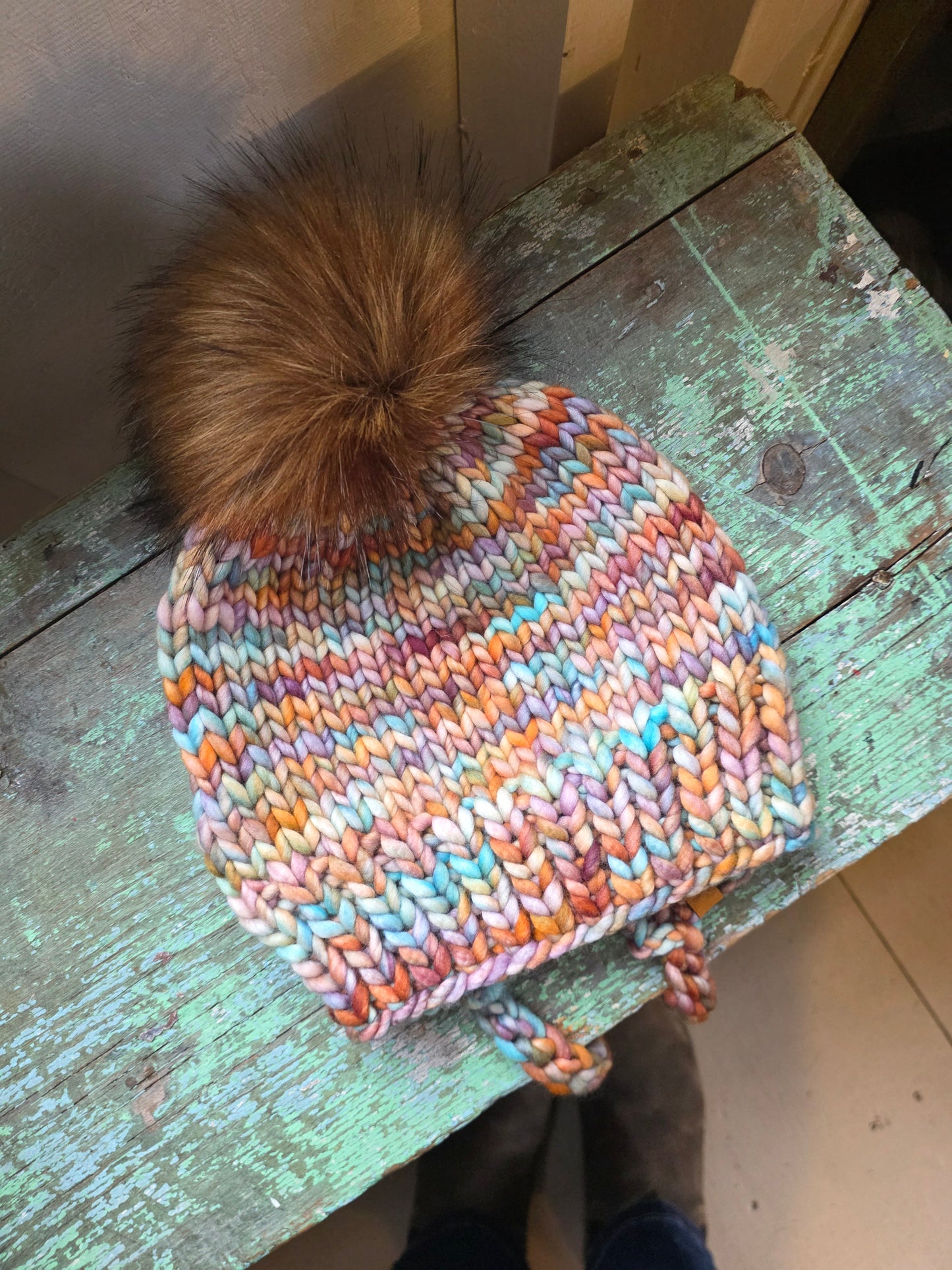 Merino Wool Split Brim Pom Hat