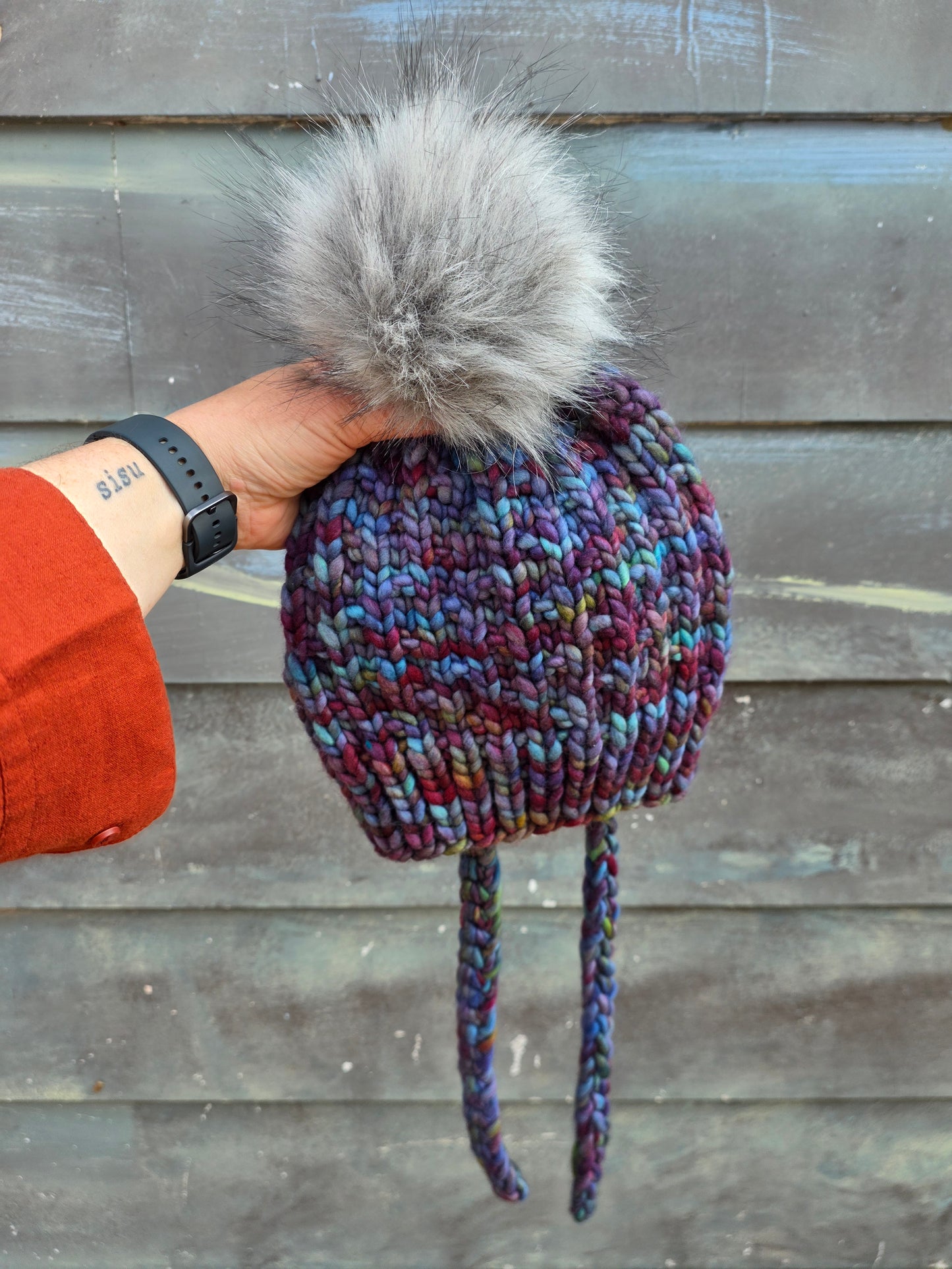 Merino Wool Split Brim Pom Hat