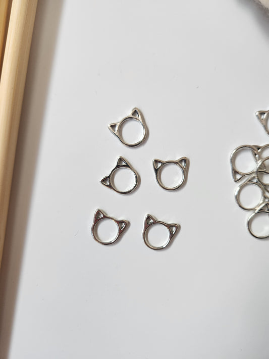 Medium Cat Stitch Markers, Antique Silver  (Set of 25)