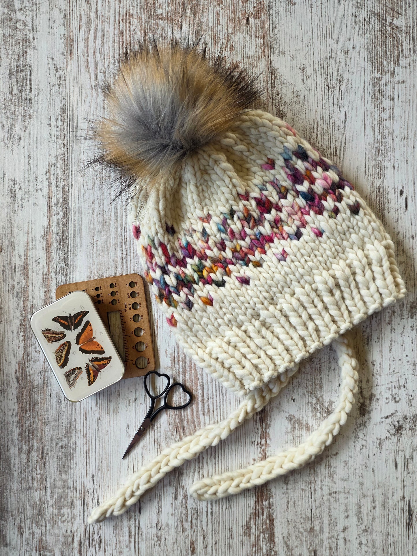 Merino Wool Split Brim Pom Hat