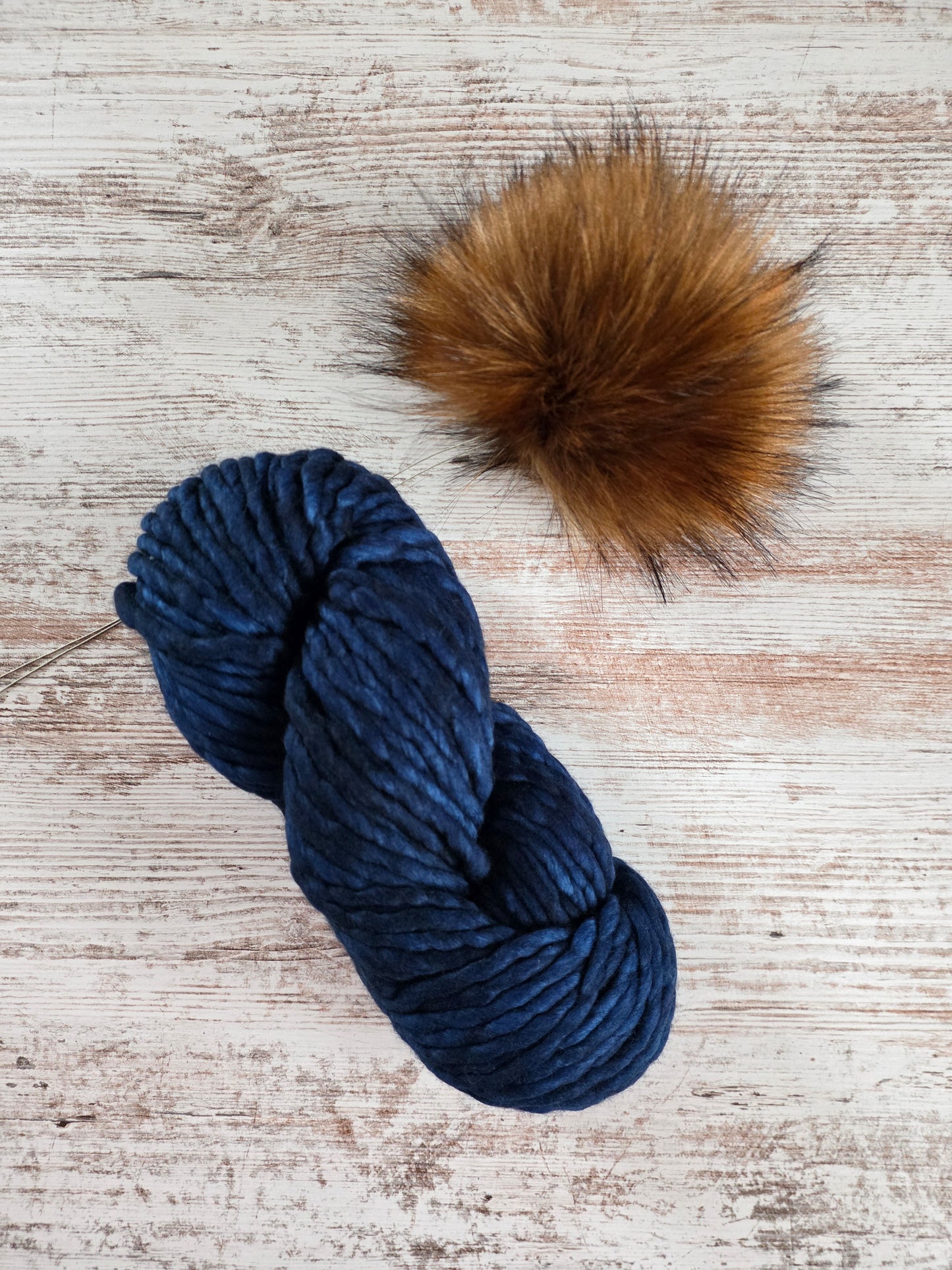 Yarn and Pom Bundle | Malabrigo Rasta | Azul Profundo