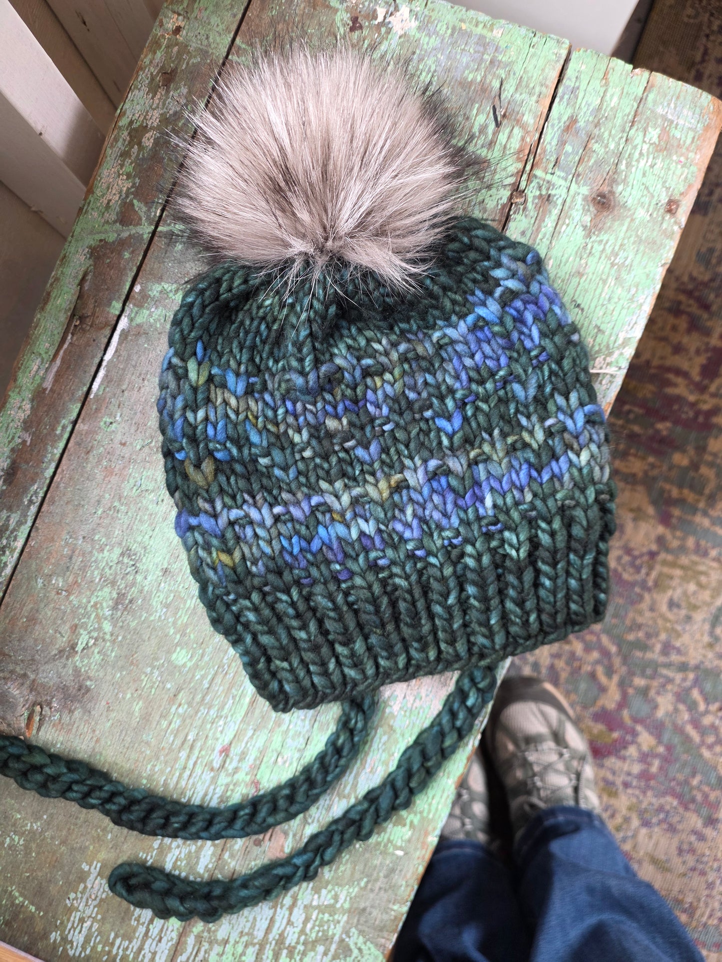Merino Wool Split Brim Pom Hat