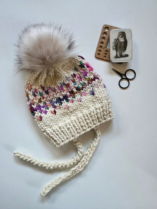 Merino Wool Split Brim Pom Hat