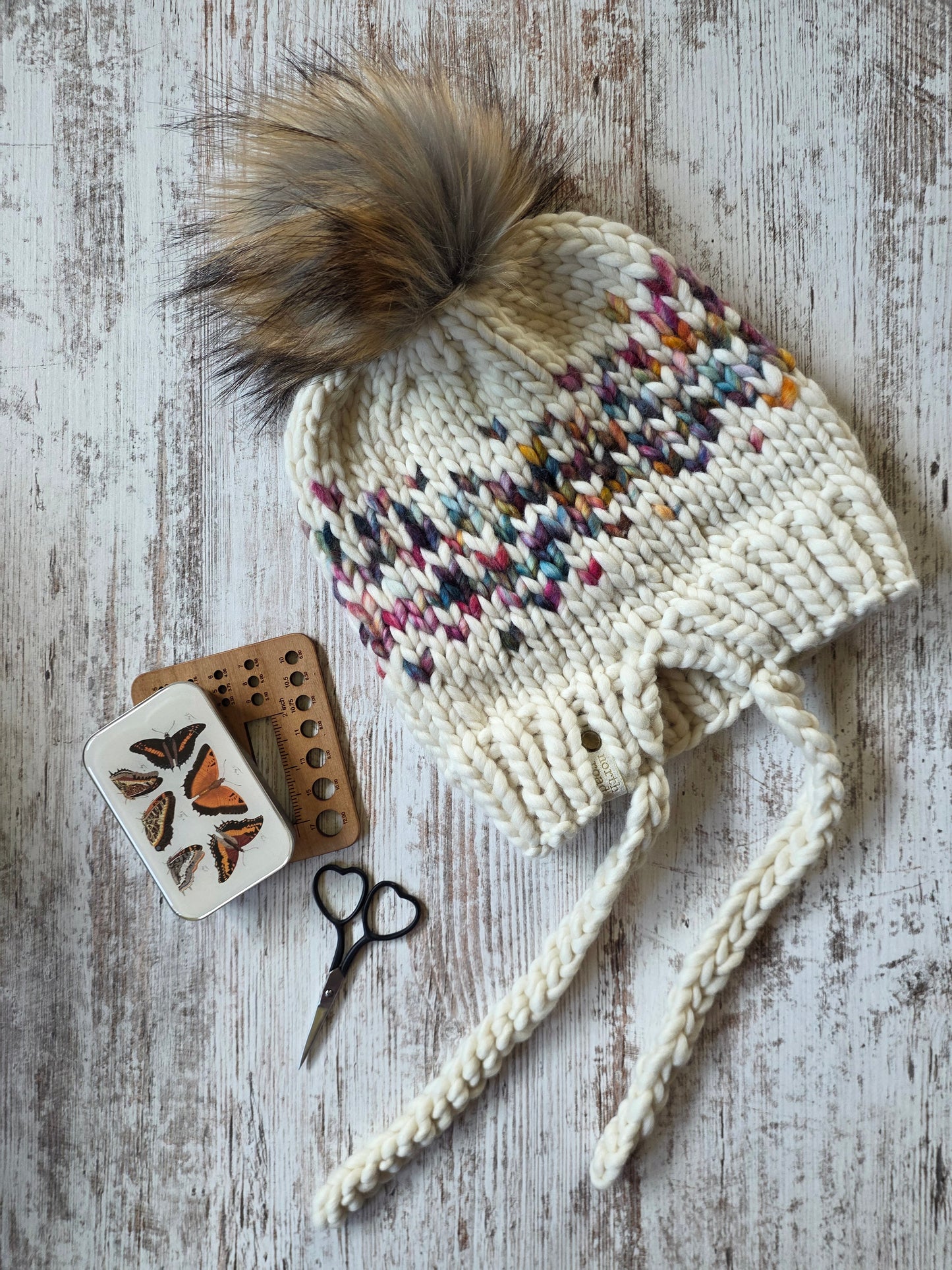 Merino Wool Split Brim Pom Hat