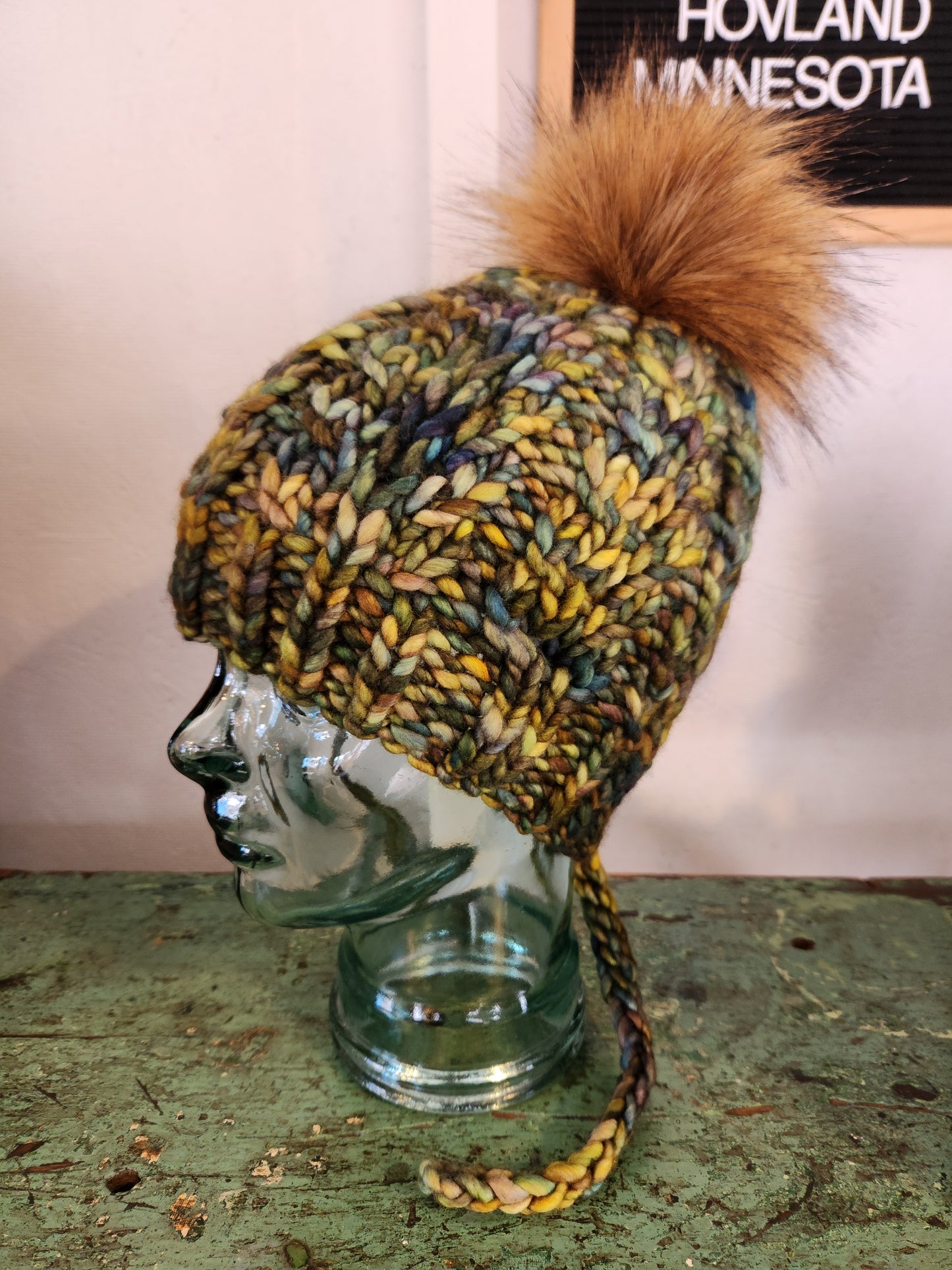 Merino Wool Split Brim Pom Hat