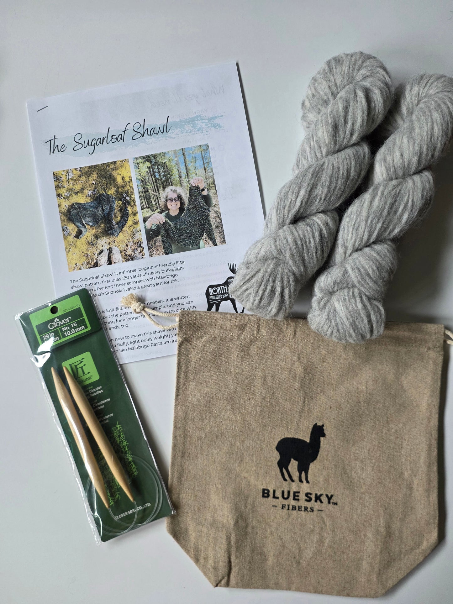Sugarloaf Shawl Knitting Kit | Metro Silver