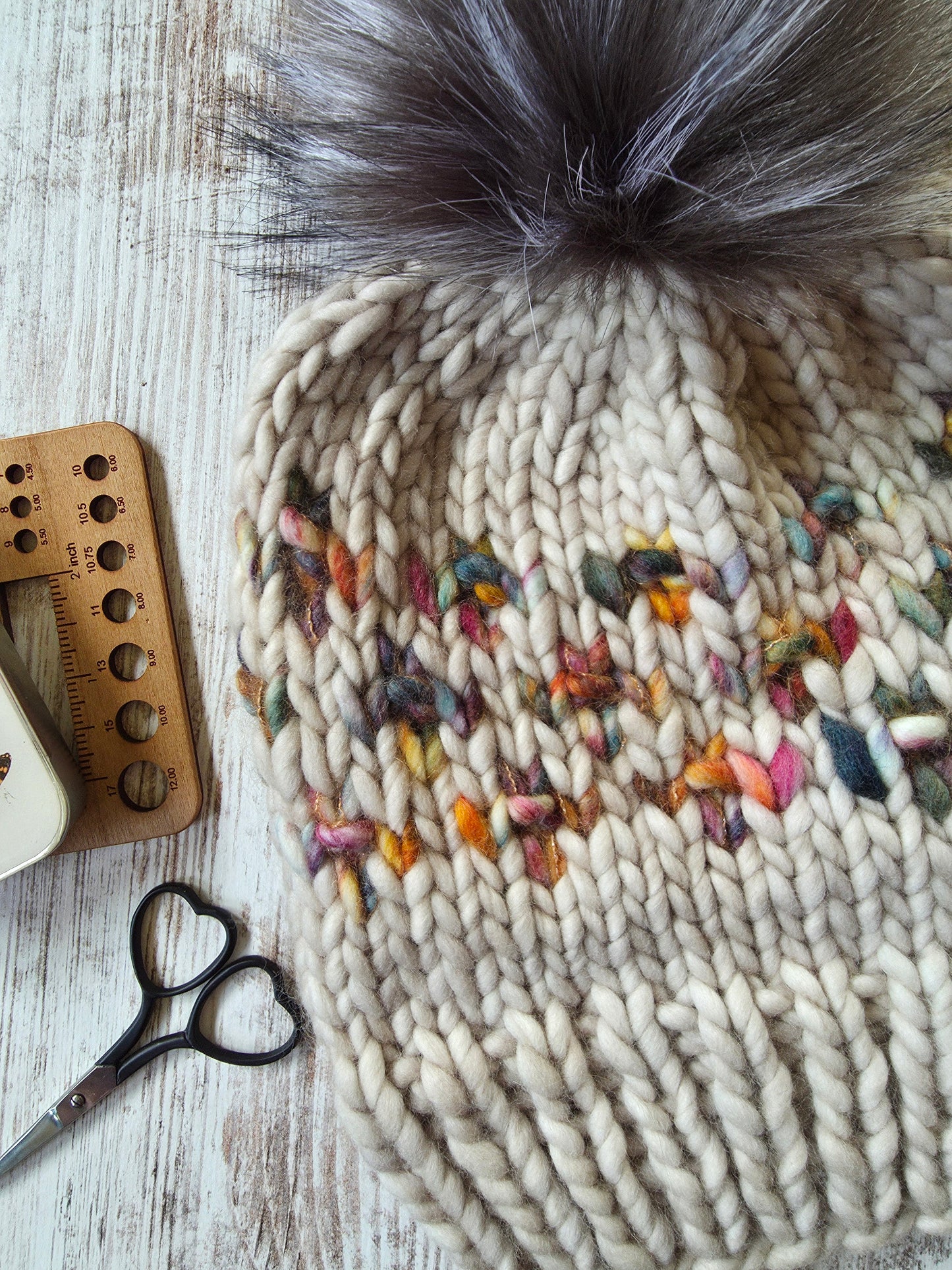 Merino Wool Split Brim Pom Hat
