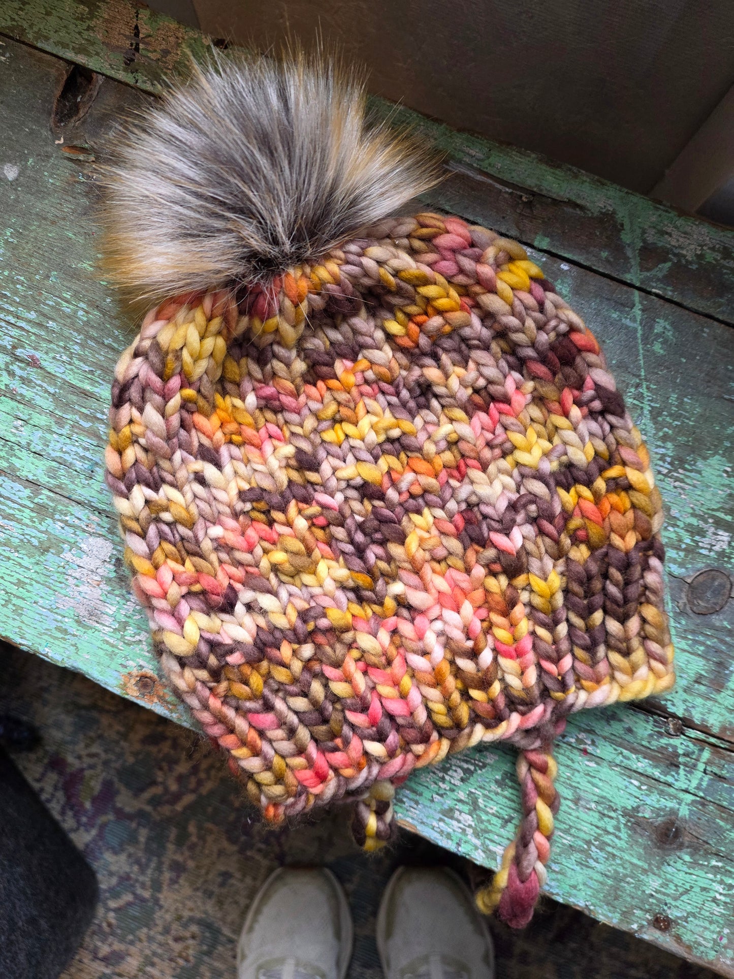 Merino Wool Split Brim Pom Hat