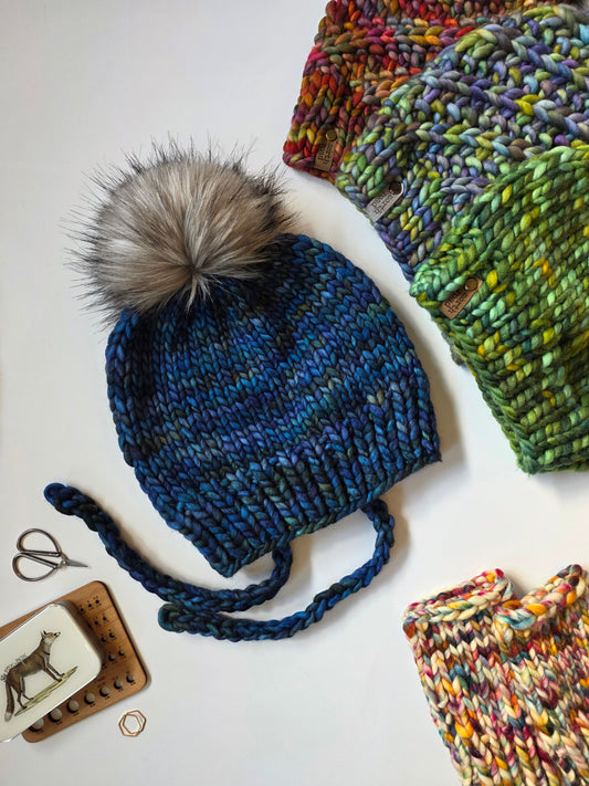 Merino Wool Split Brim Pom Hat
