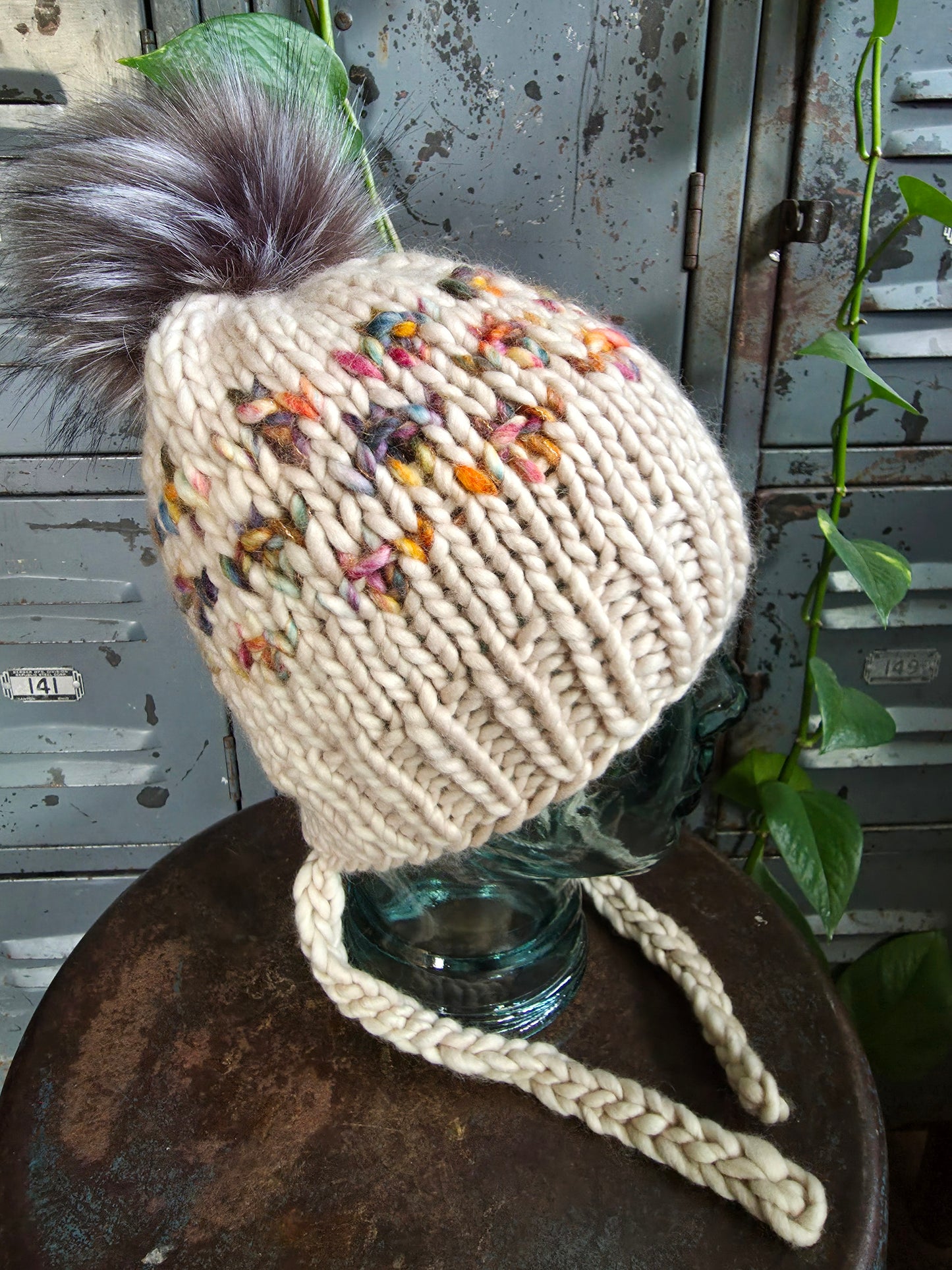 Merino Wool Split Brim Pom Hat